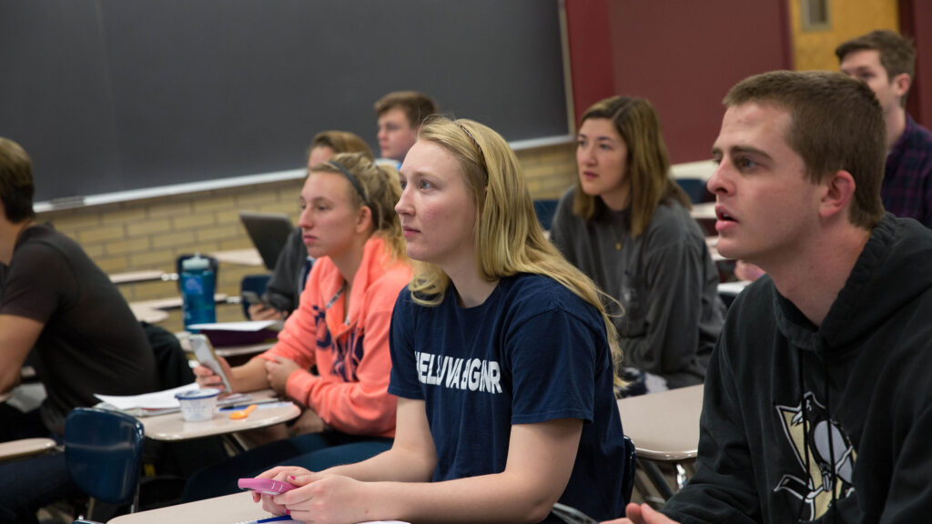 Students listening attentively during class