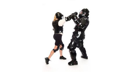 image043 a woman employing self defense / boxing