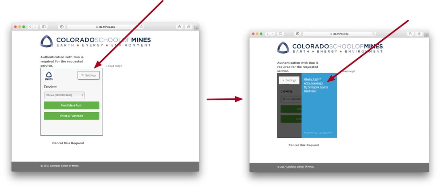 Illustration of adding a device to MFA