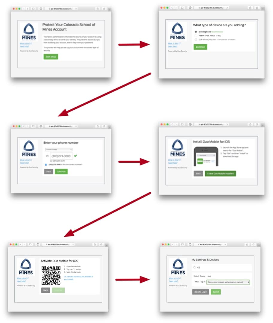 Enrollment process web pages