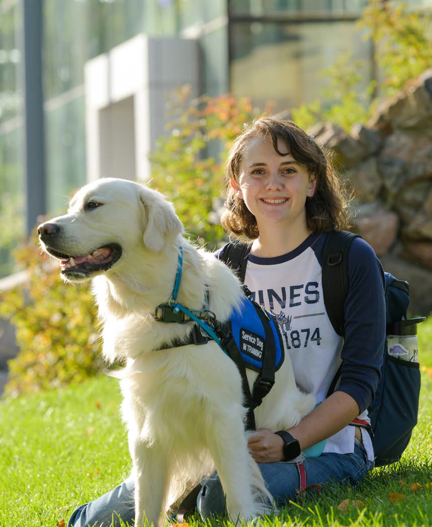 Service dog Mines student with service dog