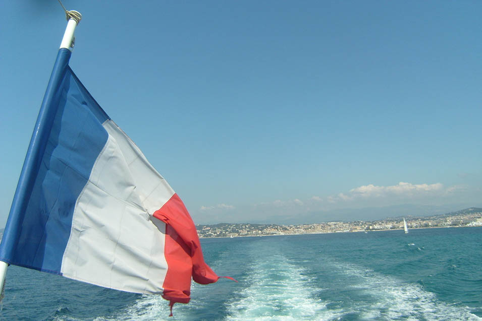 French flag on boat