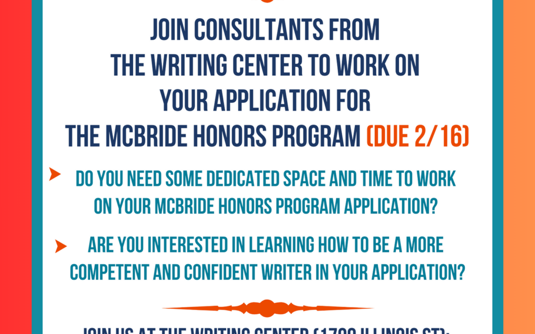 McBride Application Writing Center Flyer