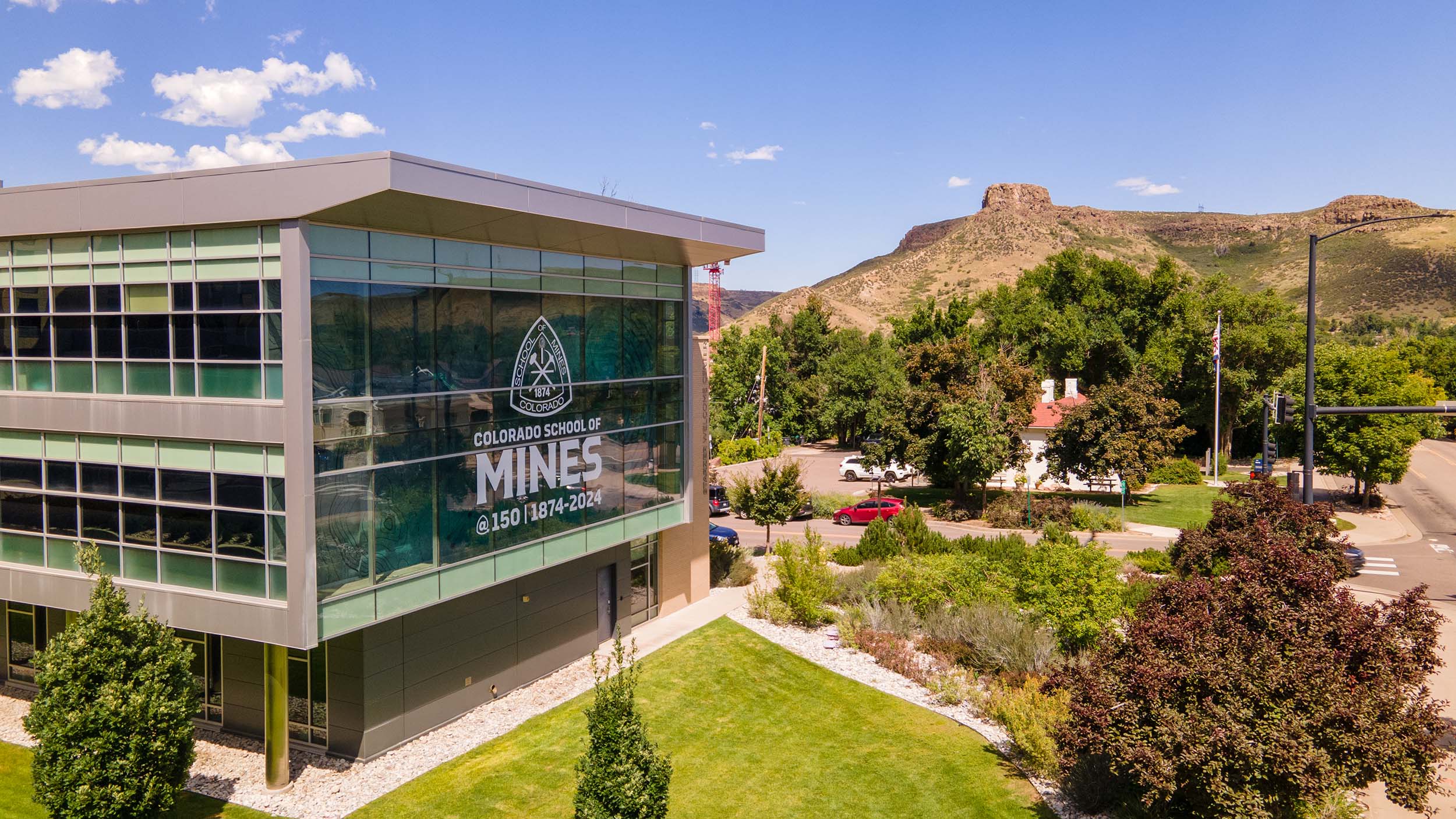 Aerial view of Starzer Center on Colorado School of Mines Campus