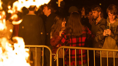 Mines students at the Homecoming bonfire