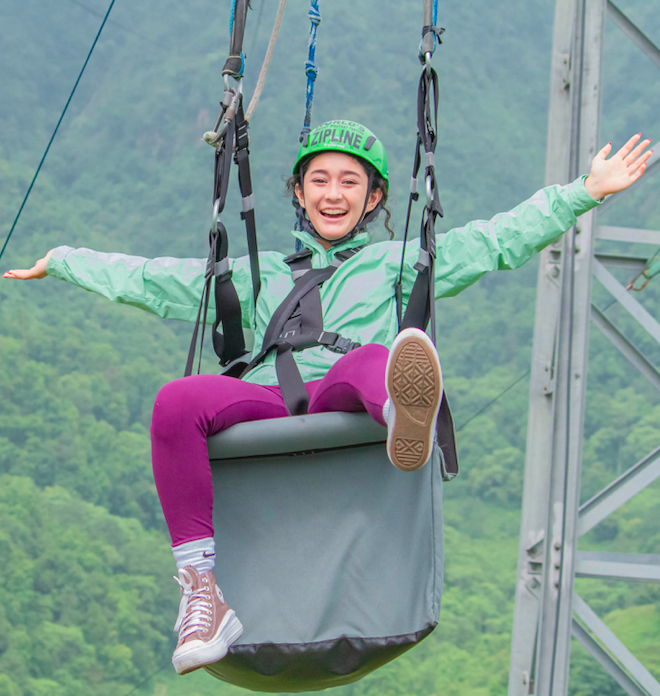 Ashwini on a zipline