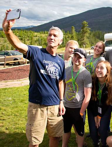 President Johnson and students at Oredigger Camp