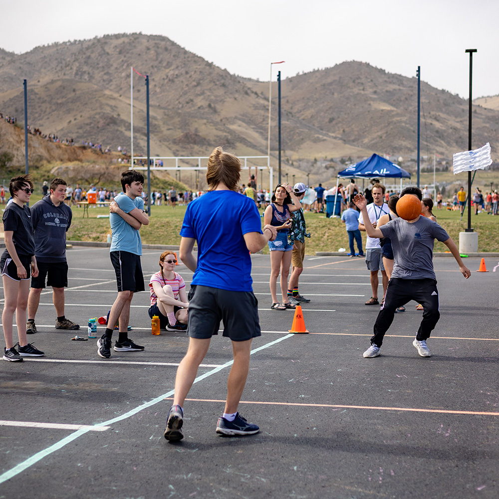 Students at E-Days playing four square