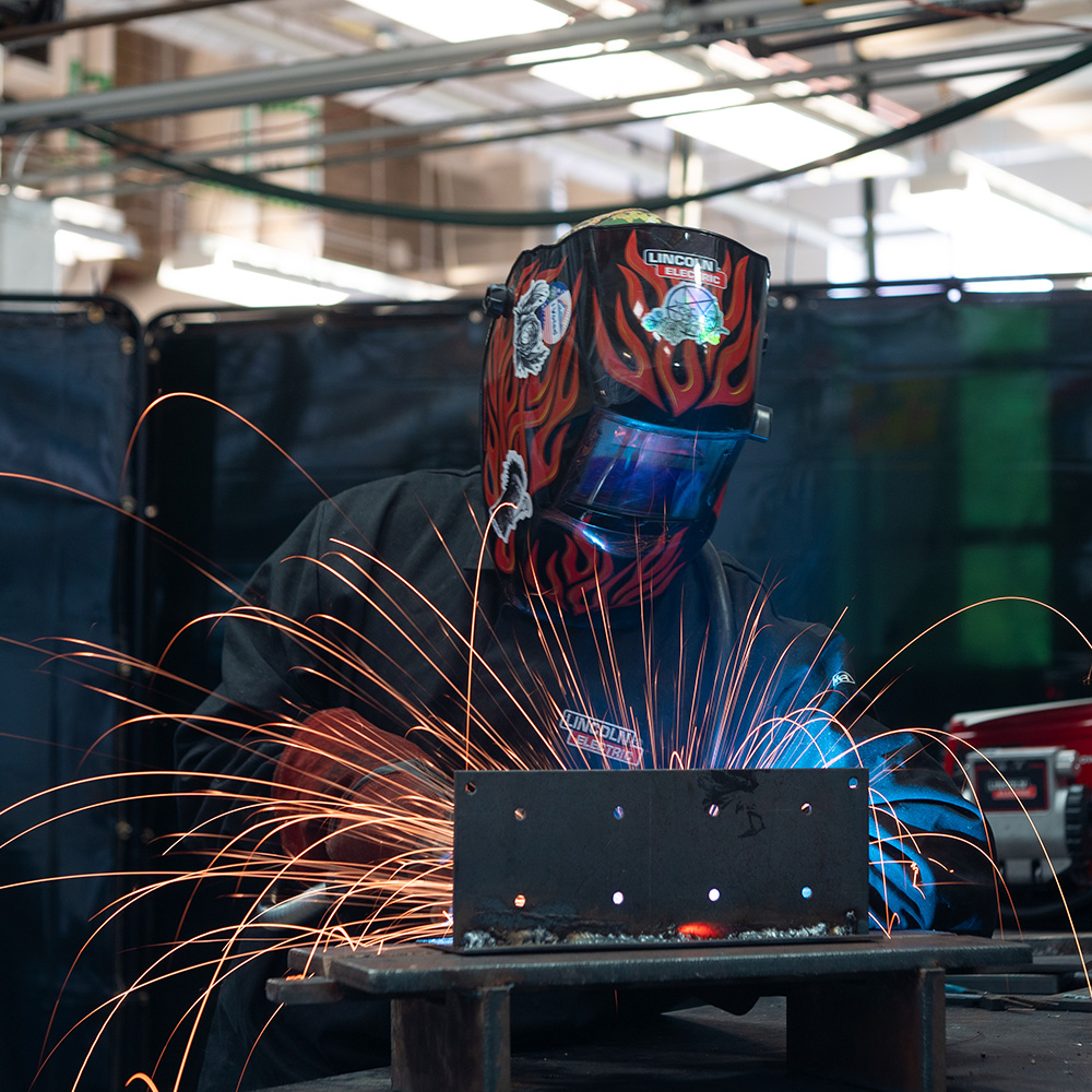Student working in the welding lab