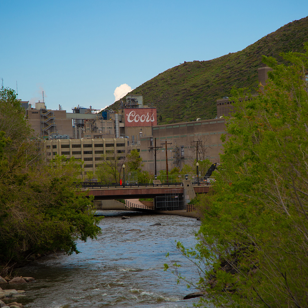 Clear Creek with the Coors brewery in the background.