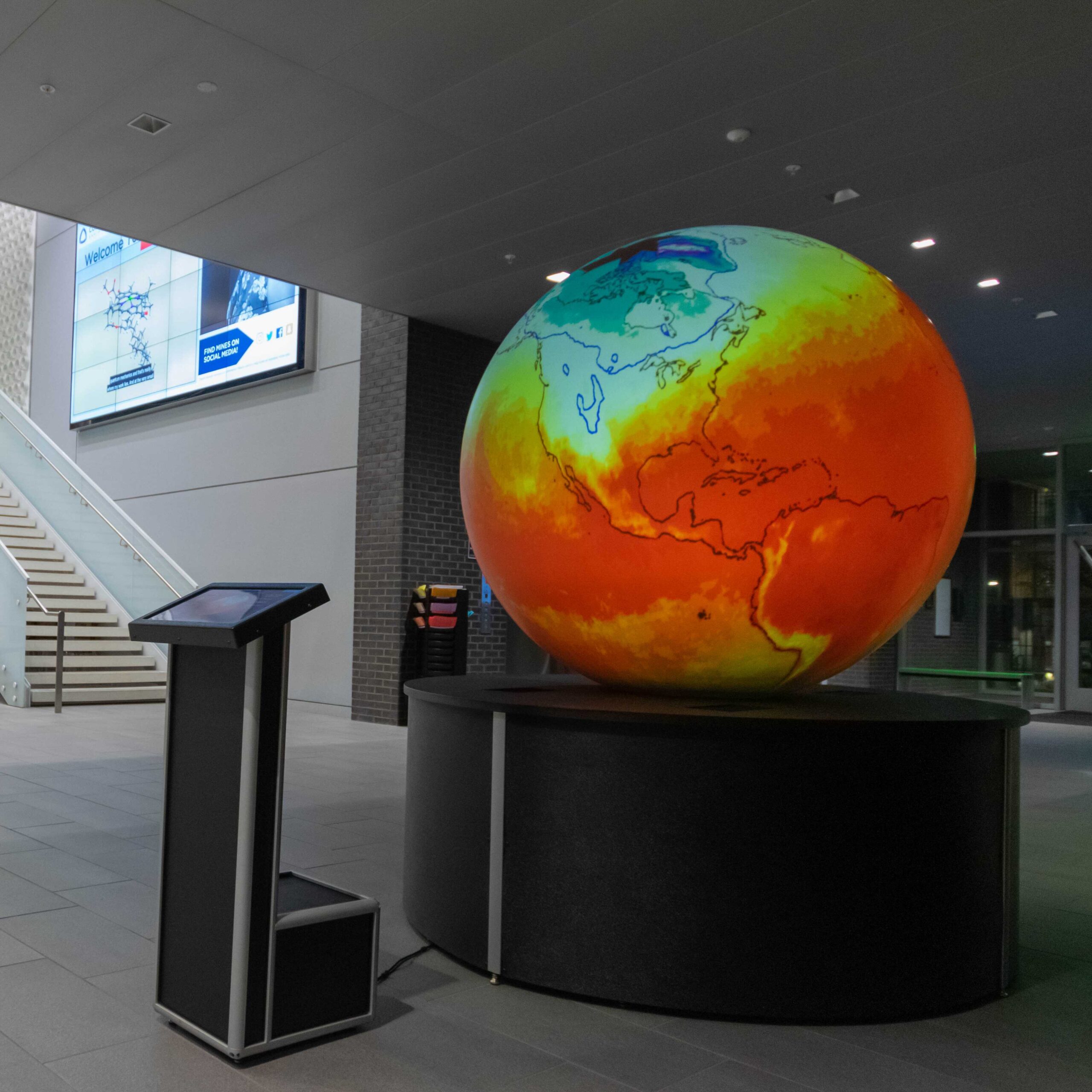 Projection of data on a globe.