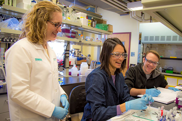 Melissa Krebs and students in lab