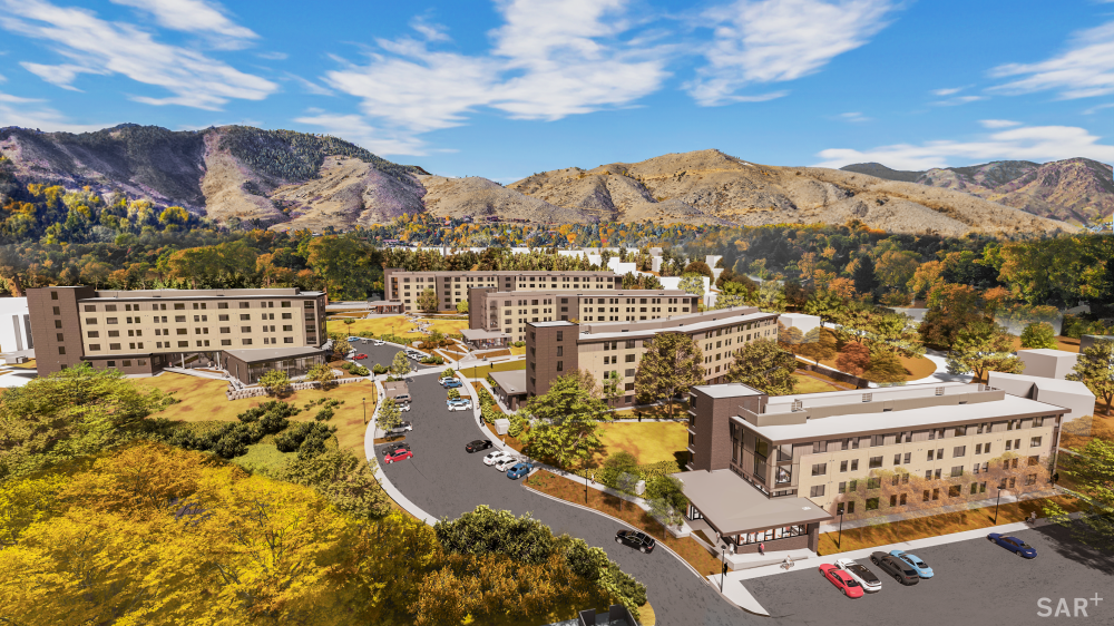 Rendering of Mines Park complex from an aerial view