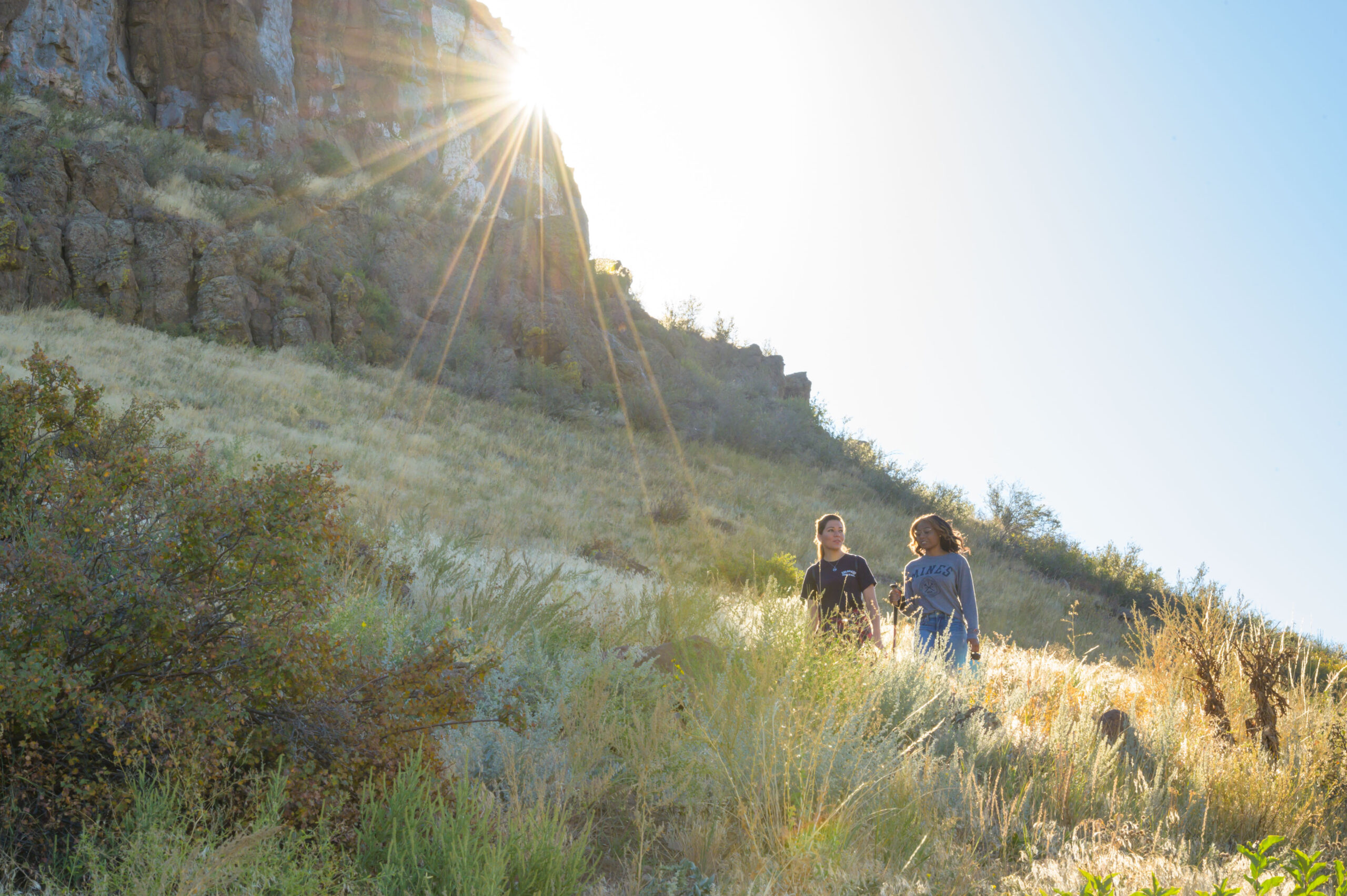 Rendering of Mines Park upperclass undergraduate and graduate student housing at twilight