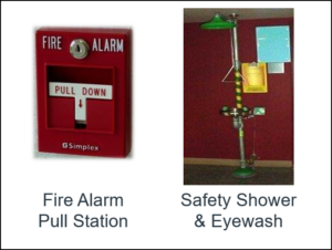 Fire-Alarm-Pull-Station-and-Safety-Shower-300x226 EHS - Lab Safety Training