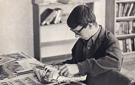 student studying, circa 1965
