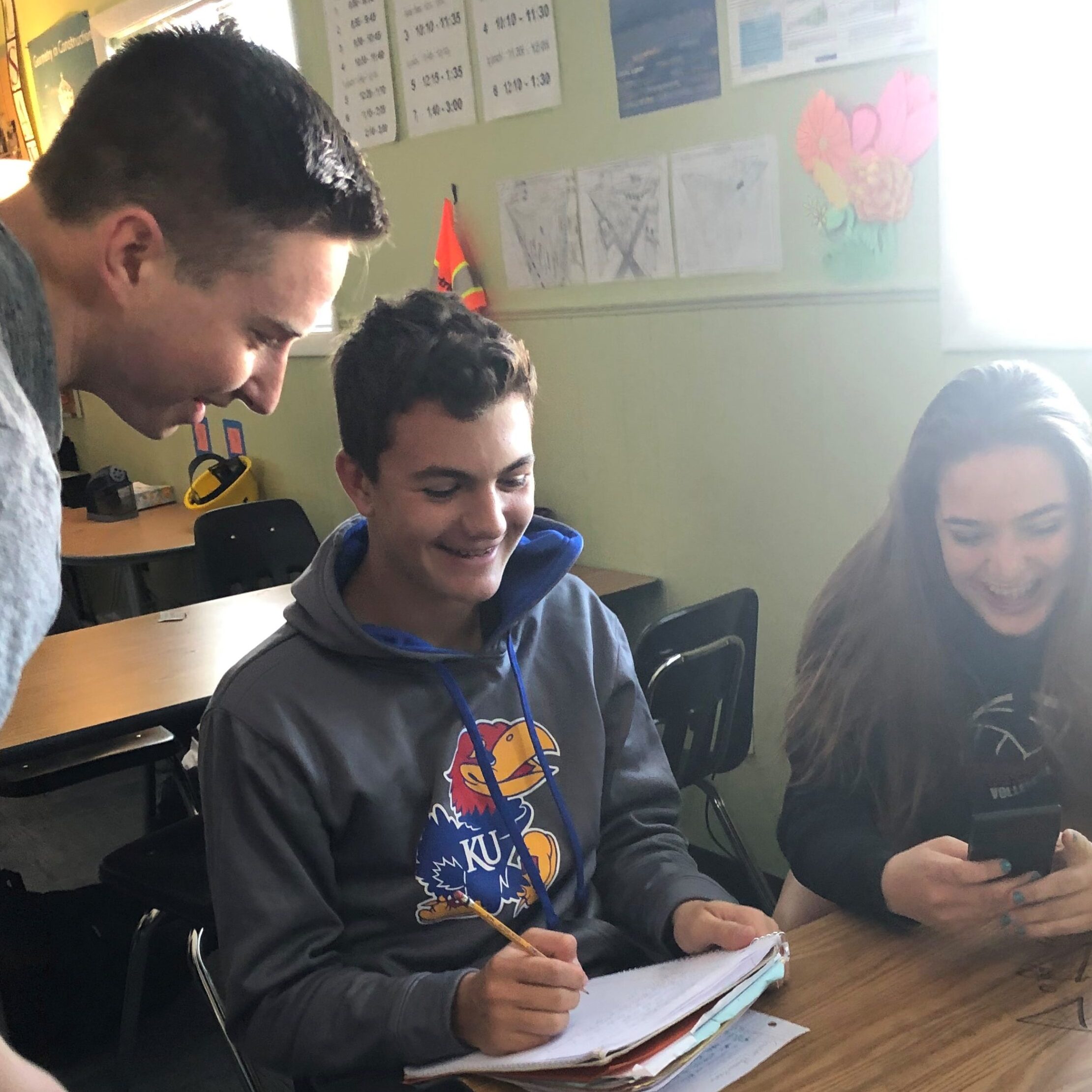 Students with Dawson Lang Students working together