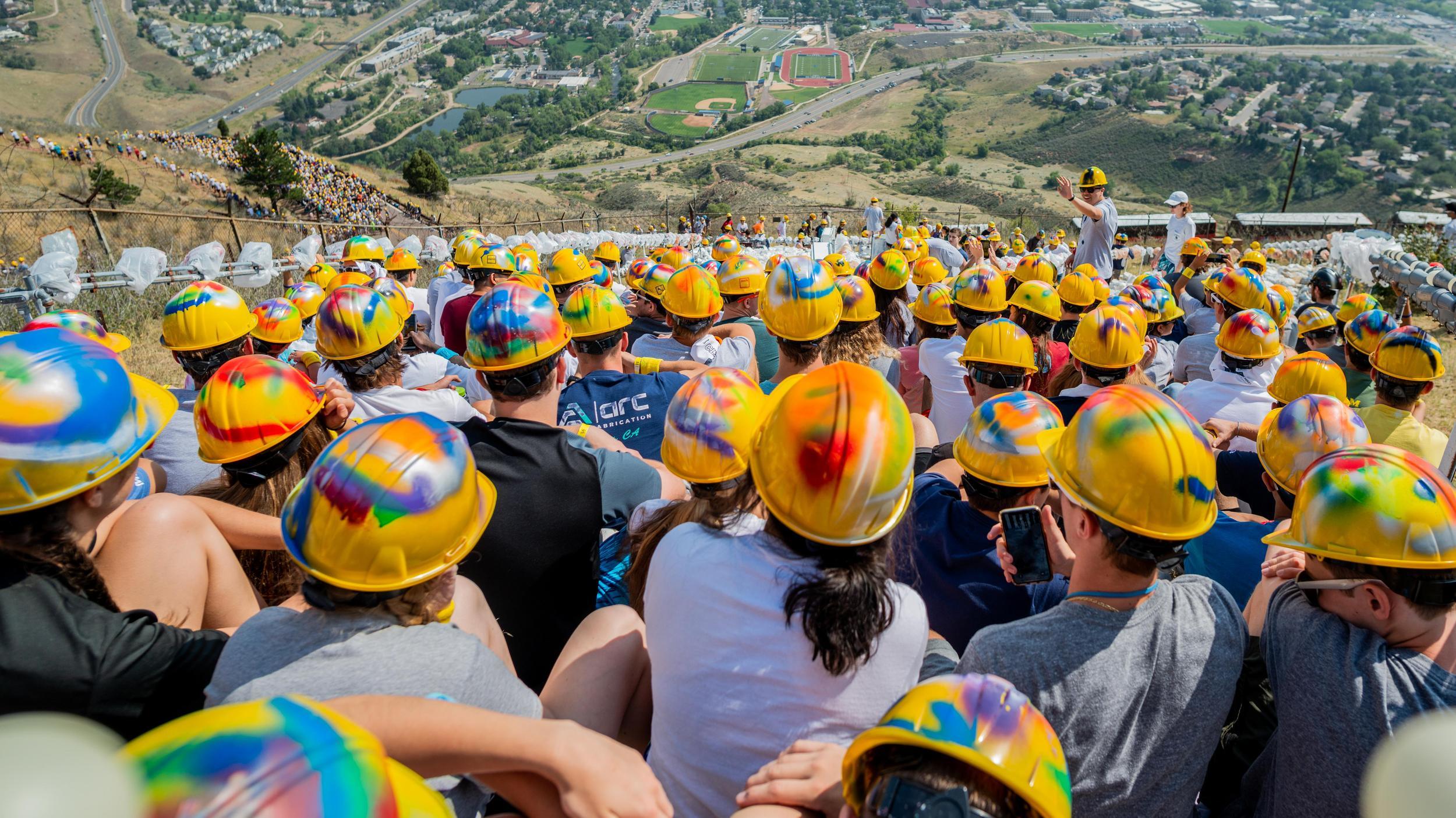 Colorado School of Mines Students enjoying the 2023 M Climb
