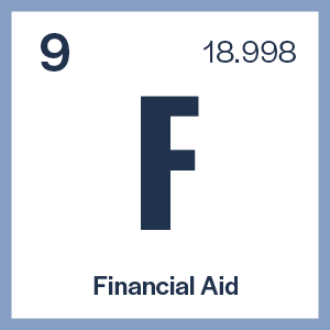 VB TABS3 F for Financial aid and the elemental symbol for flourine