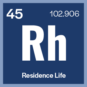 VB TABS4 Residence Life Tab with the elemental symbol for Rhodium