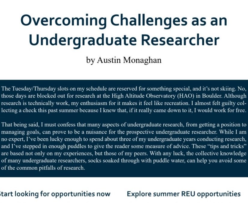 Overcoming Challenges as an Undergraduate Researcher