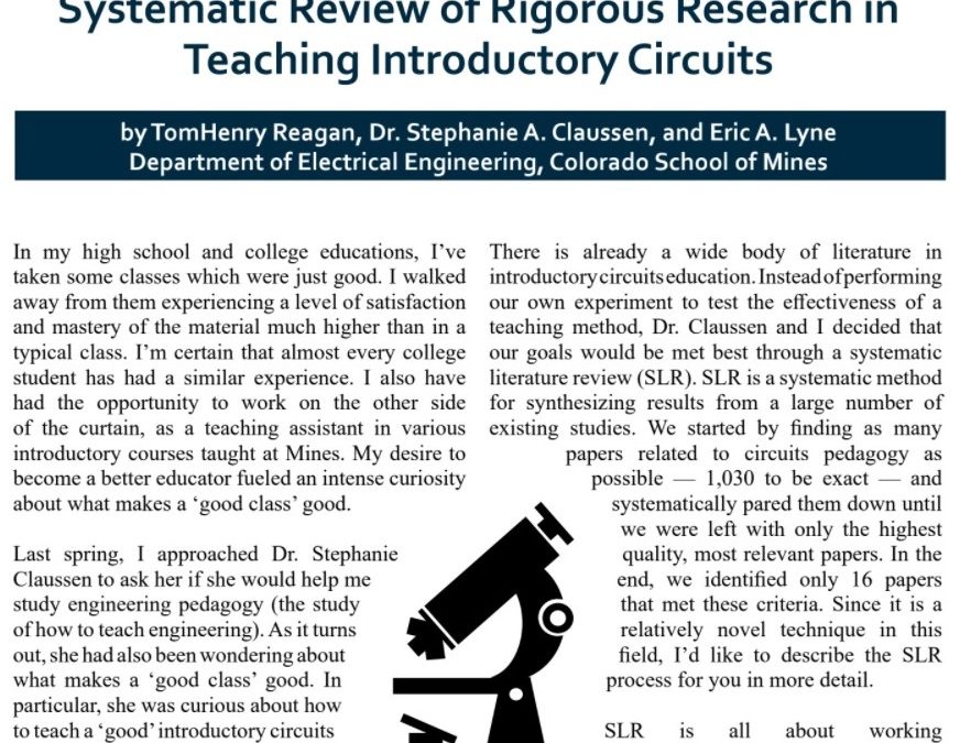 Systematic Review of Rigorous Research in Teaching Introductory Circuits
